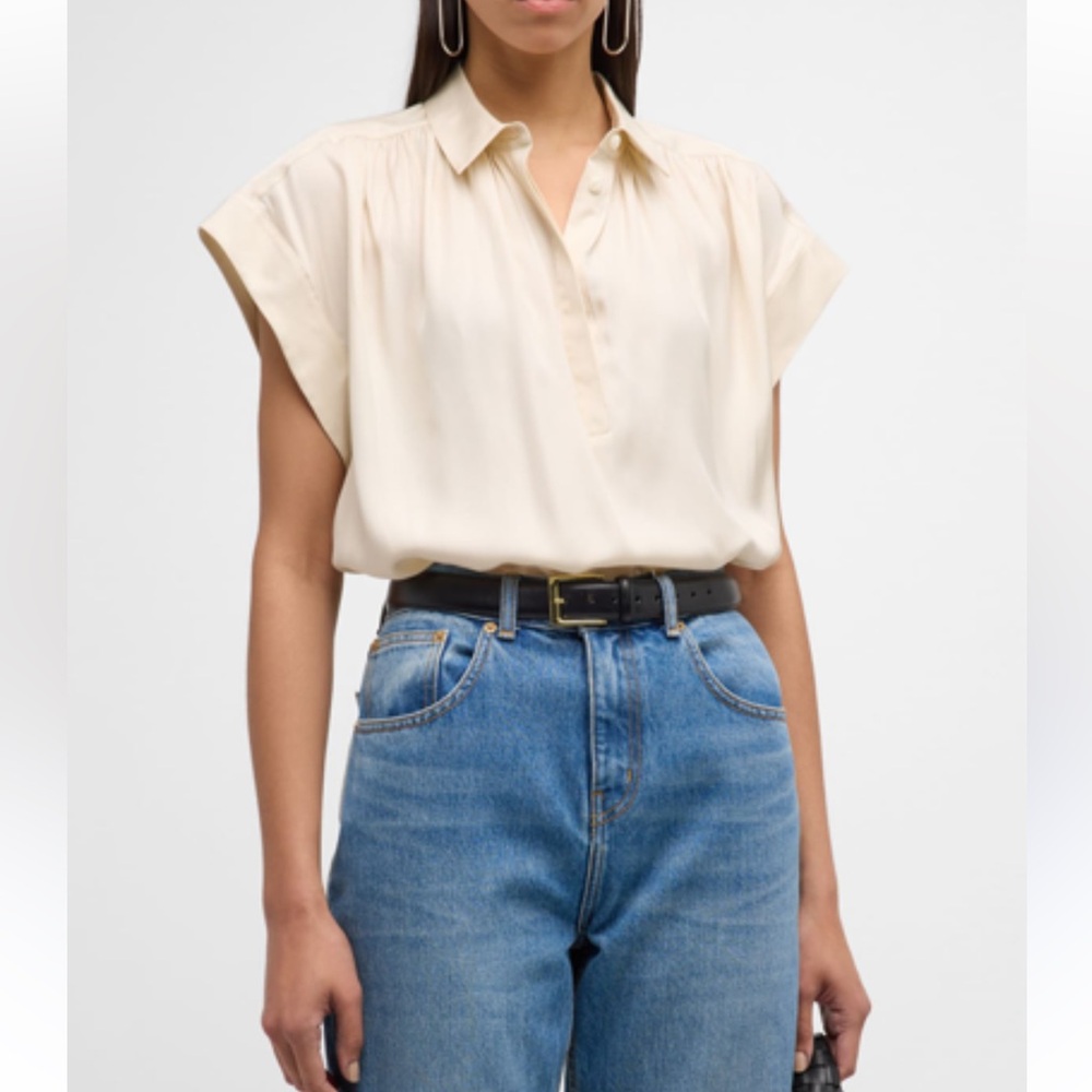 Rag & Bone Robin Silk Blend Blouse in Ivory
